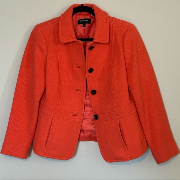 Talbots Jackets & Blazers - Talbots Women's Vibrant Orange Wool Coat